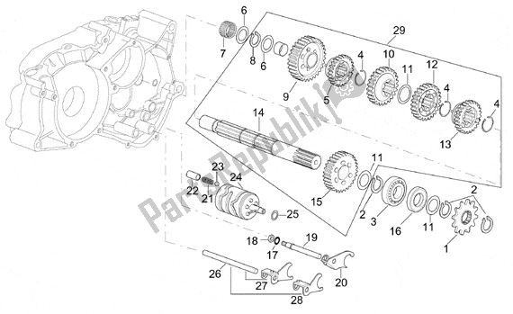 Todas as partes de Transmissieas do Aprilia RS 323 50 1999 - 2005