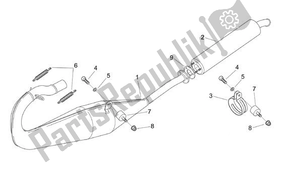 Alle onderdelen voor de Uitlaatgroep van de Aprilia RS 323 50 1999 - 2005