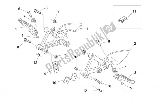 Alle onderdelen voor de Voetsteunen Rijder van de Aprilia RS 323 50 1999 - 2005