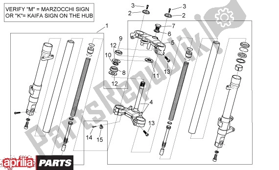 All parts for the Voorwielvork I of the Aprilia RS 323 50 1999 - 2005
