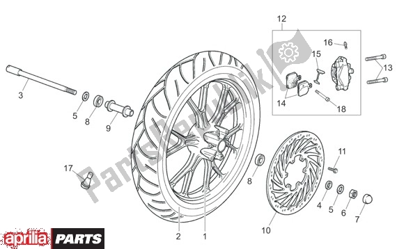 All parts for the Front Wheel of the Aprilia RS 26 50 2006