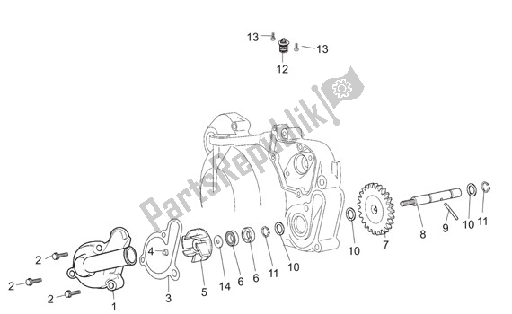 All parts for the Waterpomprondsel of the Aprilia RS 26 50 2006