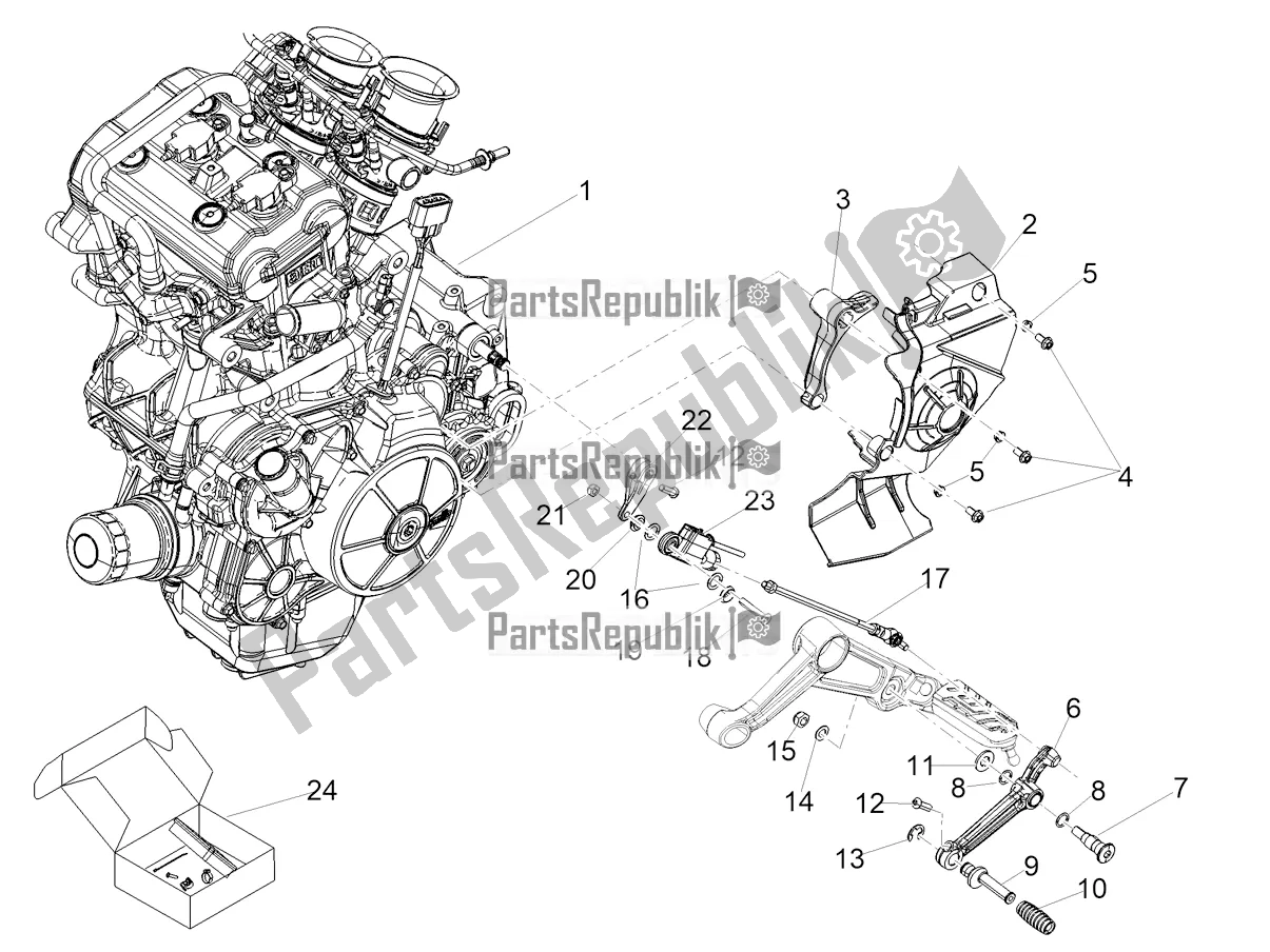 All parts for the Engine-completing Part-lever of the Aprilia RS 660 ABS 2020