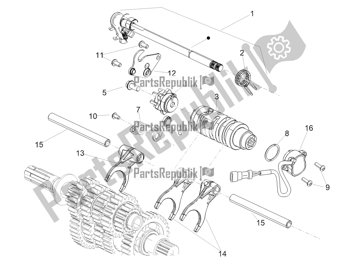 Alle onderdelen voor de Versnellingsbak / Keuzeschakelaar / Schakelnok van de Aprilia RS 660 ABS 2020
