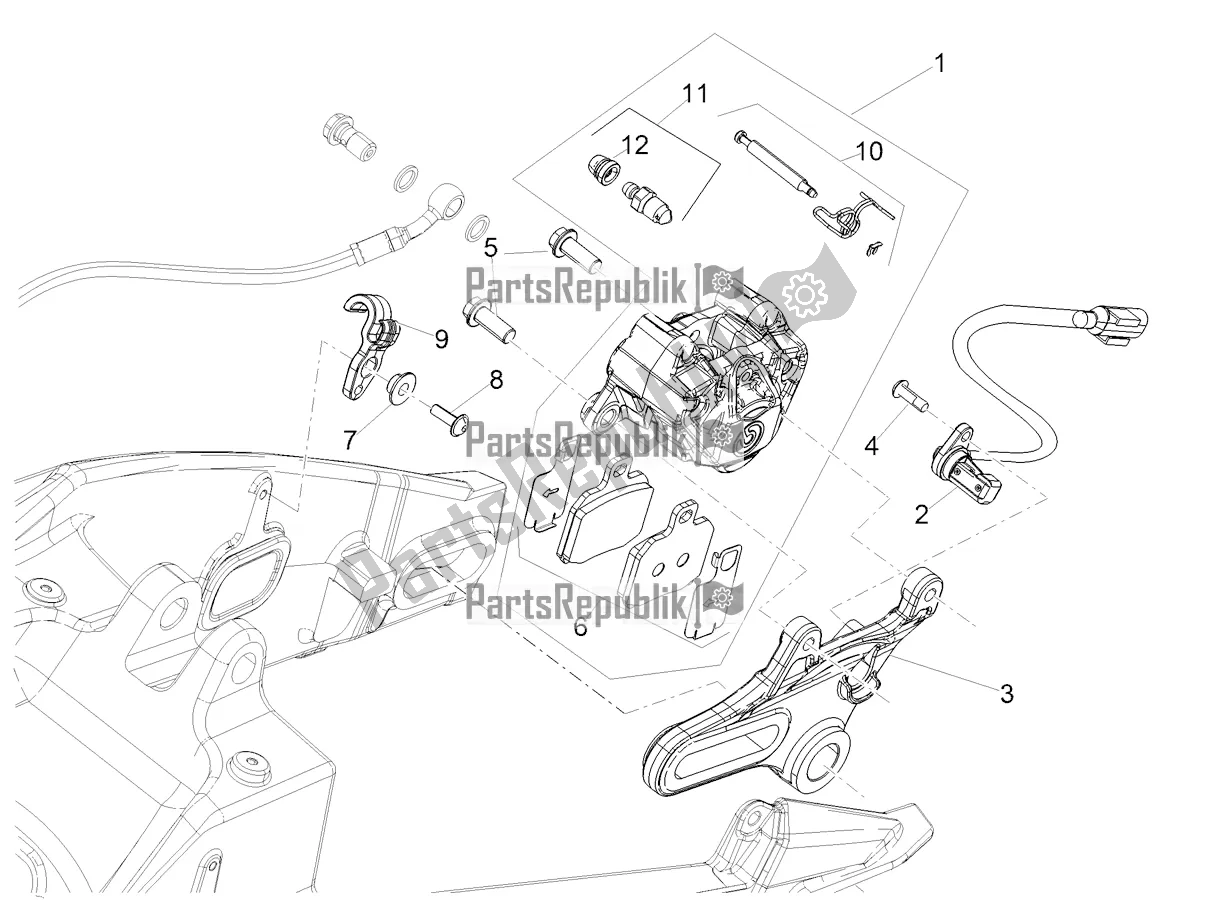 Todas as partes de Pinça De Freio Traseiro do Aprilia RS 660 ABS 2020