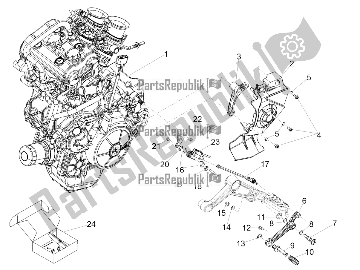 Alle onderdelen voor de Motor-completerende Deel-hendel van de Aprilia RS 660 ABS 2021