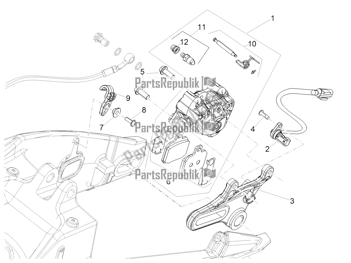 Todas as partes de Pinça De Freio Traseiro do Aprilia RS 660 ABS 2021