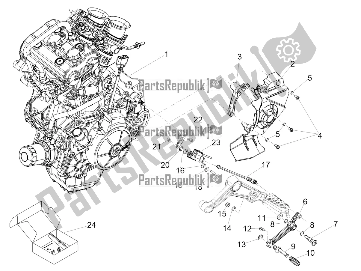 Alle onderdelen voor de Motor-completerende Deel-hendel van de Aprilia RS 660 ABS 2022