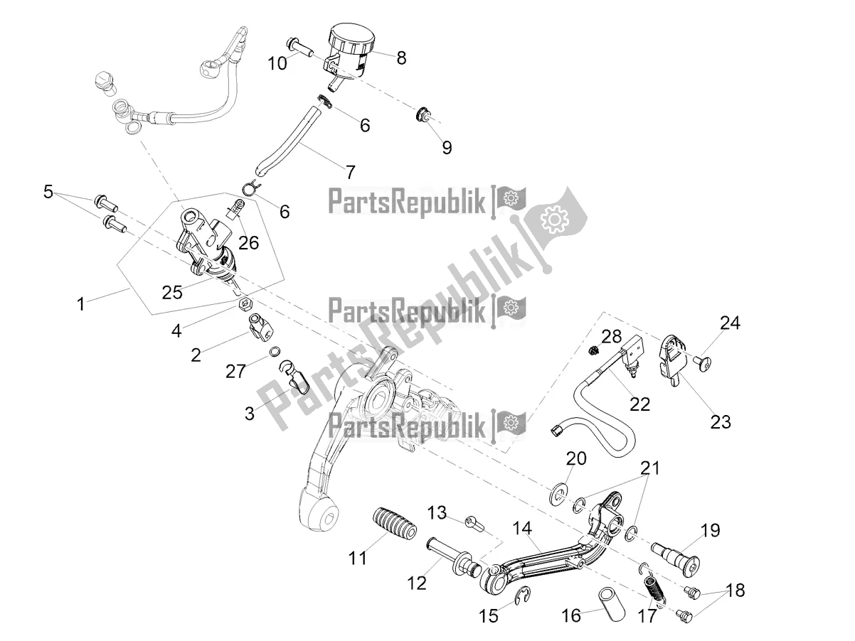 Todas as partes de Cilindro Mestre Traseiro do Aprilia RS 660 ABS Apac 2021