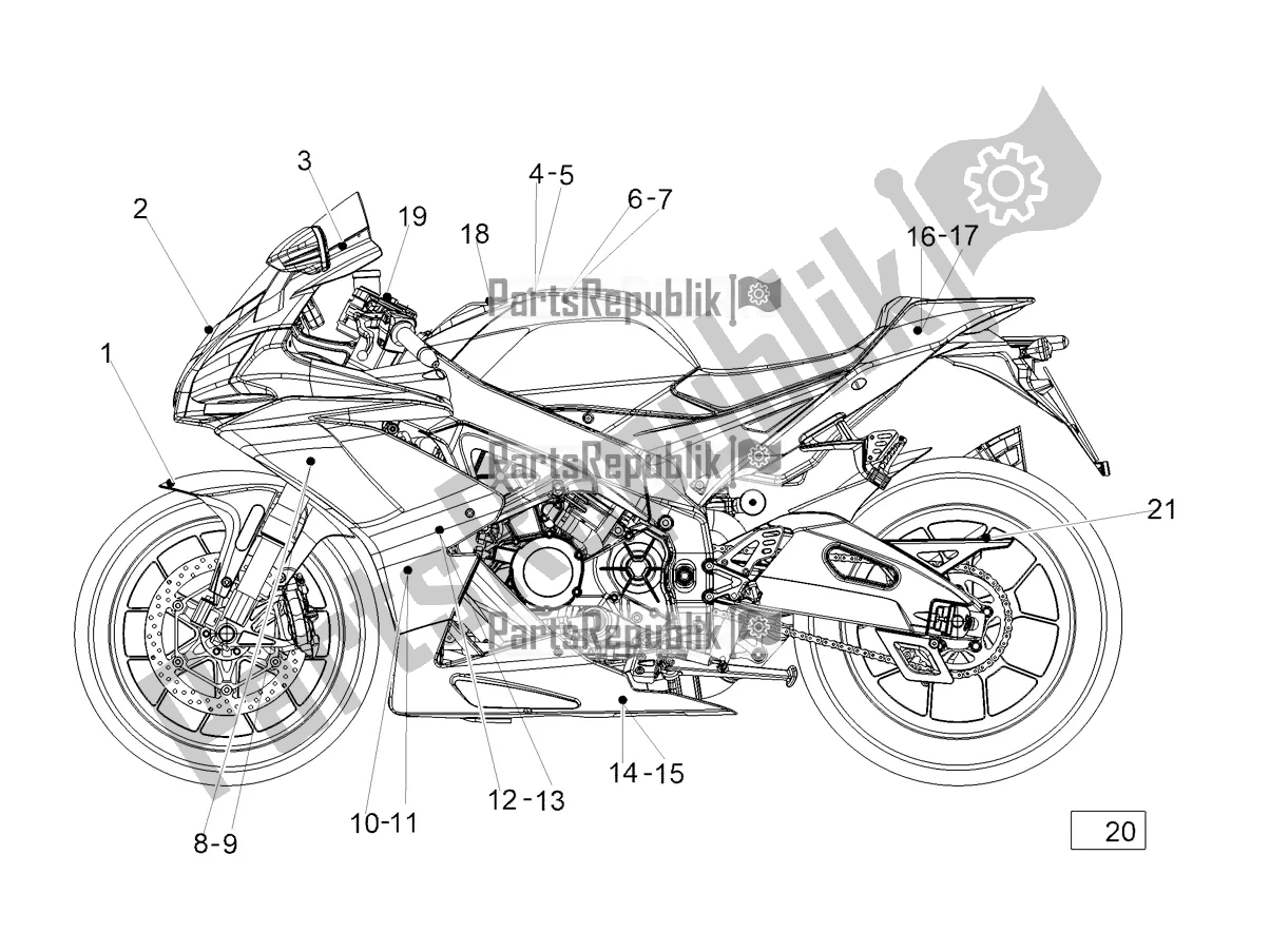 Tutte le parti per il Decalcomania del Aprilia RS 660 ABS Apac 2022