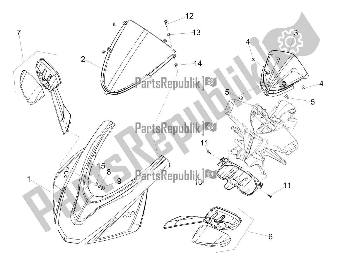 All parts for the Front Fairing of the Aprilia RS 660 ABS Apac 2022