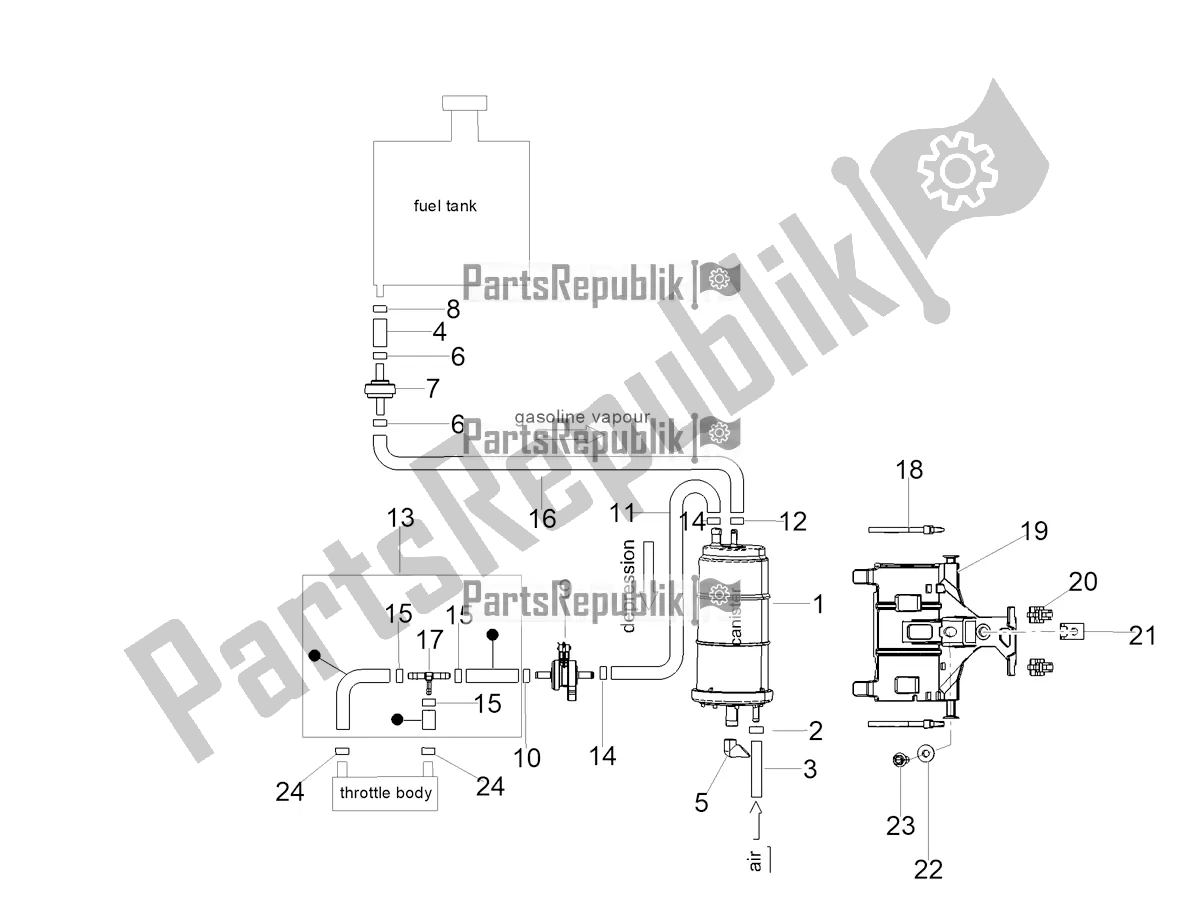 Todas as partes de Sistema De Recuperação De Vapor De Combustível do Aprilia RS 660 ABS Apac 2022