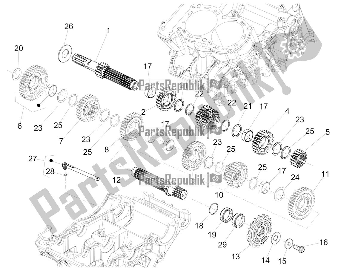 All parts for the Gear Box - Gear Assembly of the Aprilia RS 660 ABS Apac 2022