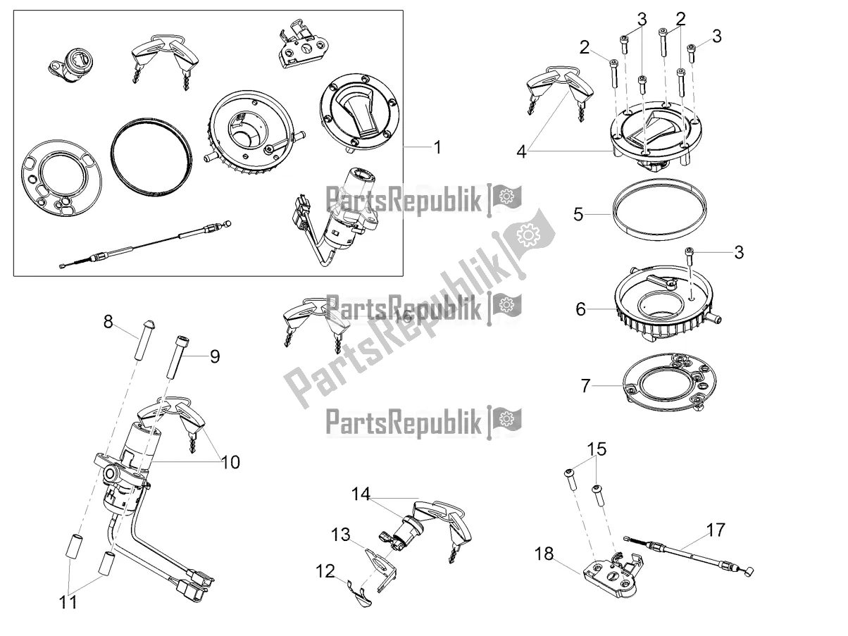 Todas as partes de Fechaduras do Aprilia RS 660 ABS Apac 2022