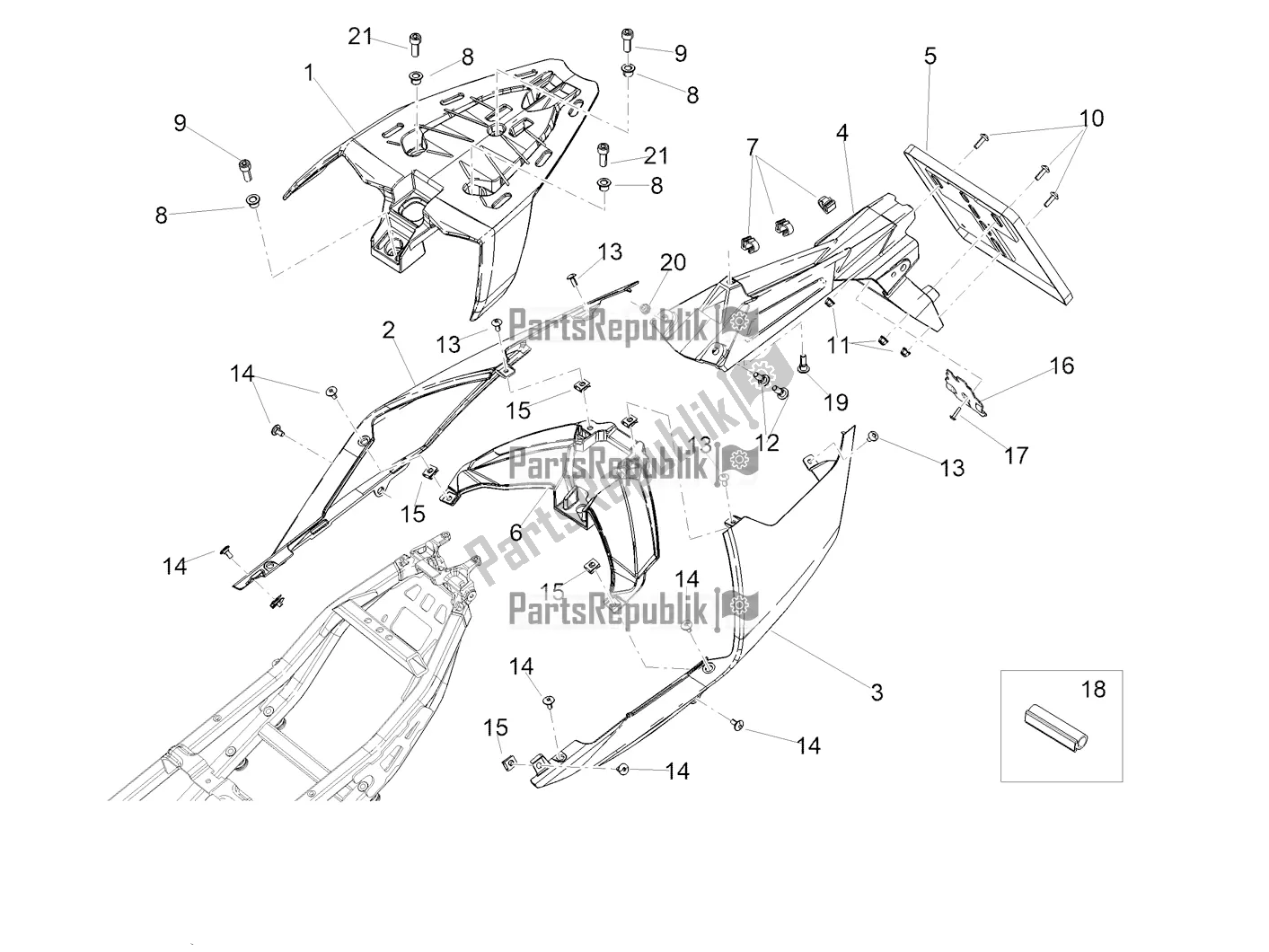 Todas as partes de Corpo Traseiro do Aprilia RS 660 ABS Apac 2022