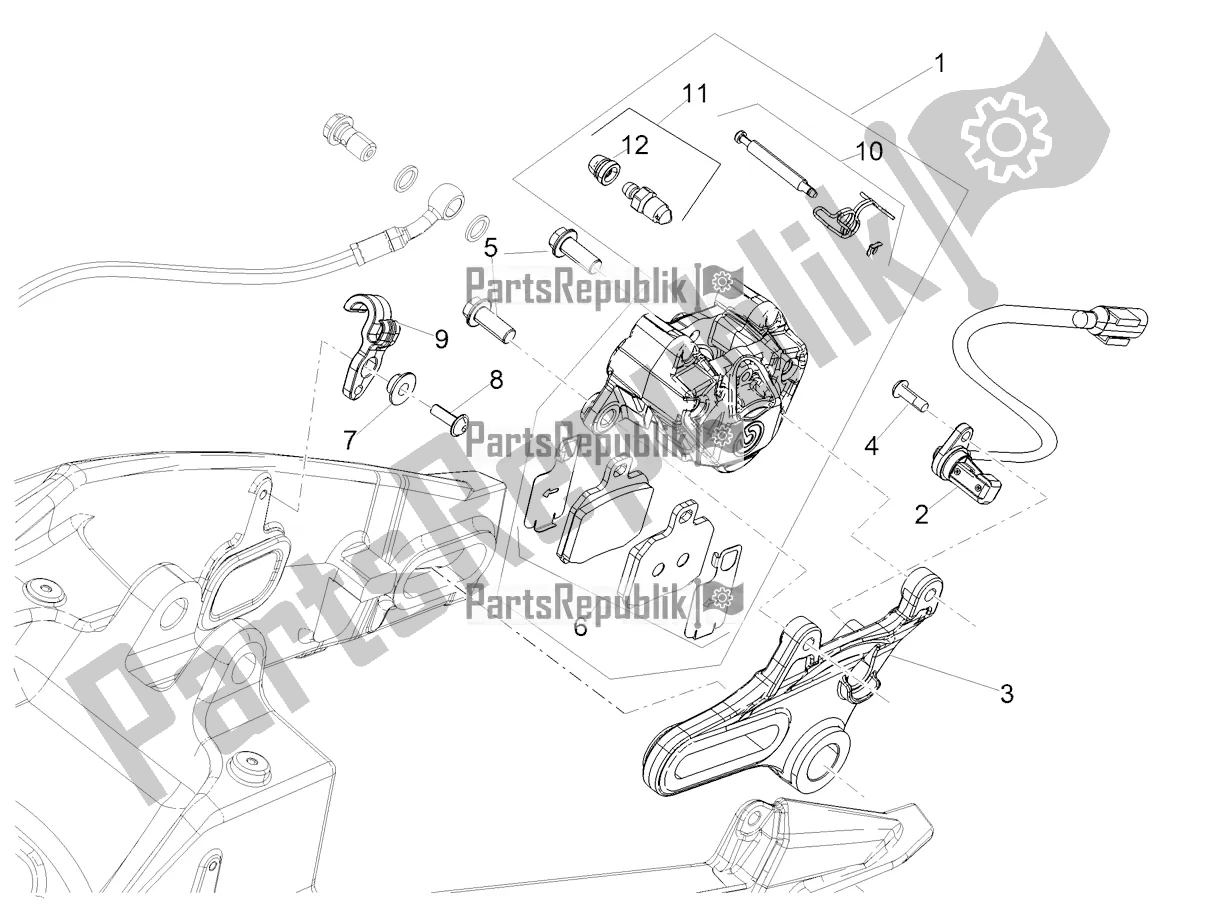 All parts for the Rear Brake Caliper of the Aprilia RS 660 ABS Apac 2022