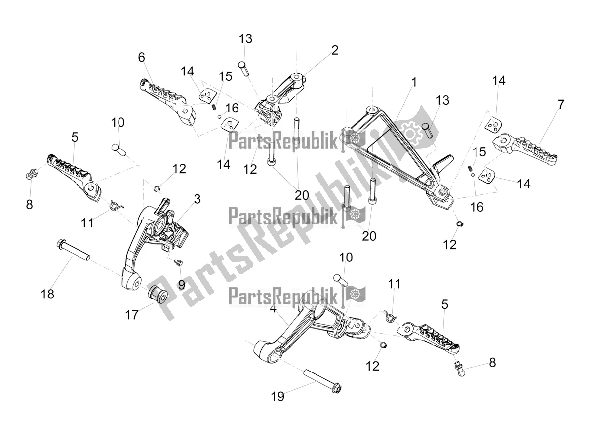 All parts for the Foot Rests of the Aprilia RS 660 ABS USA 2020