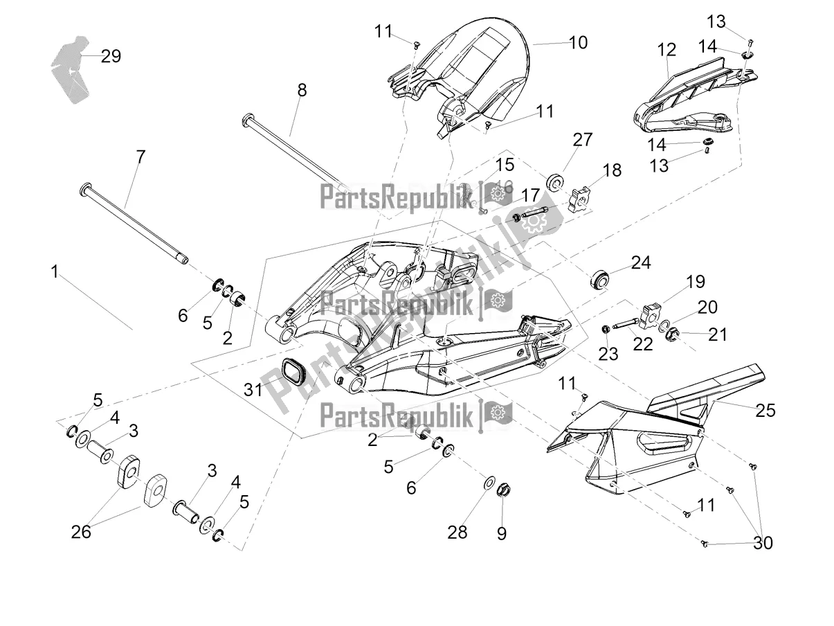 Alle Teile für das Schwinge des Aprilia RS 660 ABS USA 2021