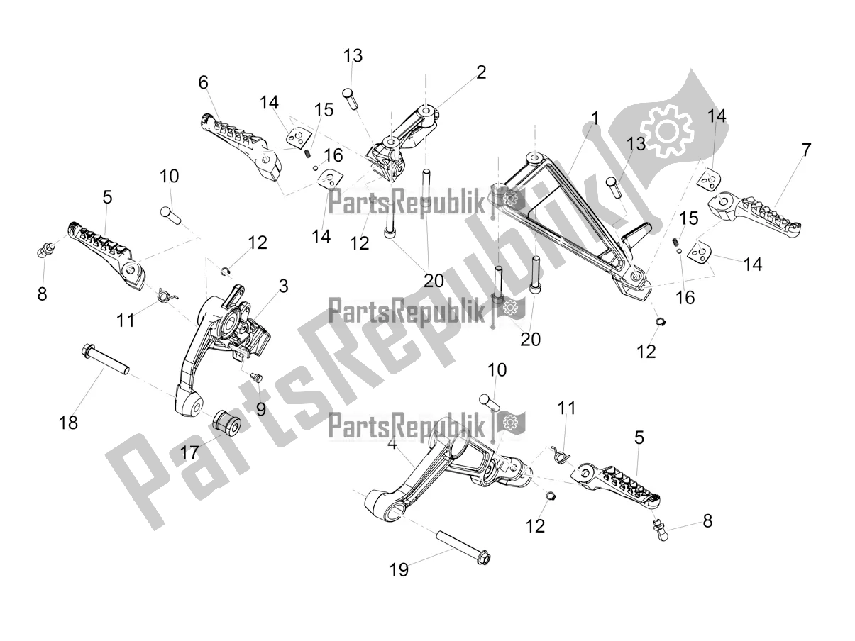 Todas as partes de Descansos Para Os Pés do Aprilia RS 660 ABS USA 2022