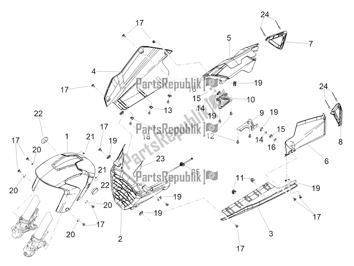 All parts for the Front Mudguard-pillar of the Aprilia RS 660 ABS USA 2022