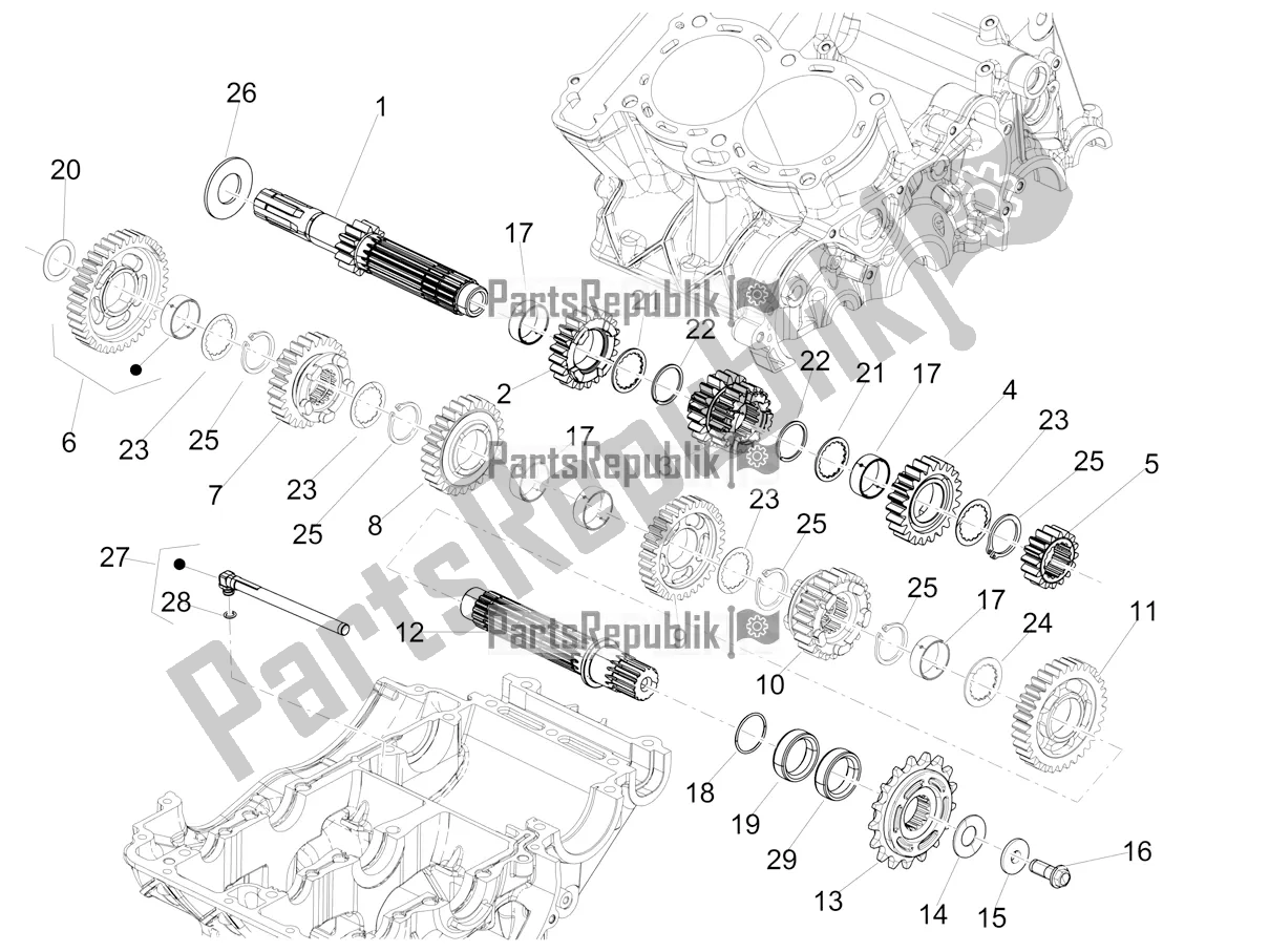 All parts for the Gear Box - Gear Assembly of the Aprilia RS 660 ABS USA 2022