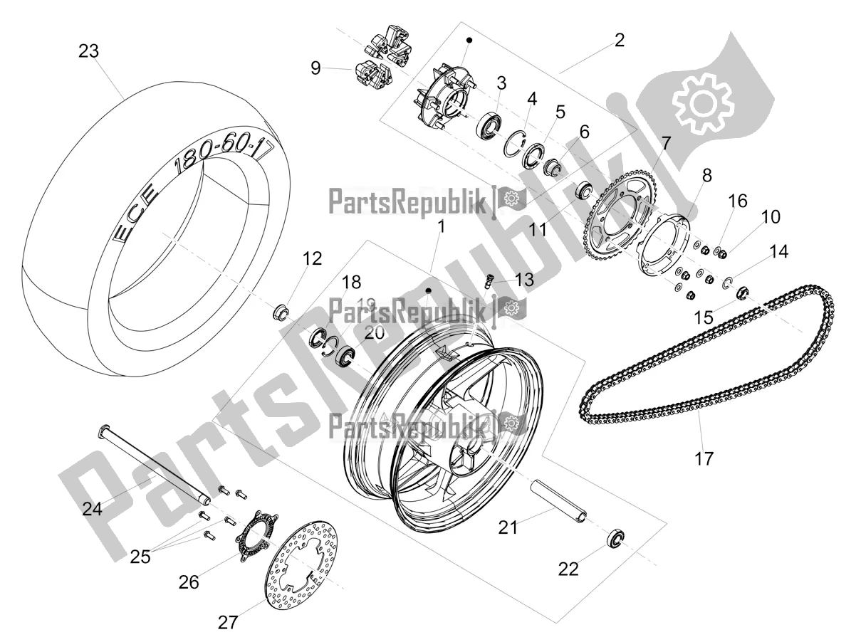 Alle Teile für das Hinterrad des Aprilia RS 660 ABS USA 2022