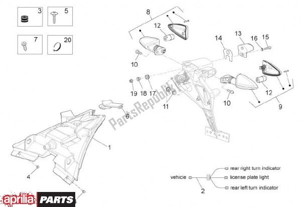 Alle Teile für das Rücklicht des Aprilia RS4 78 125 2011
