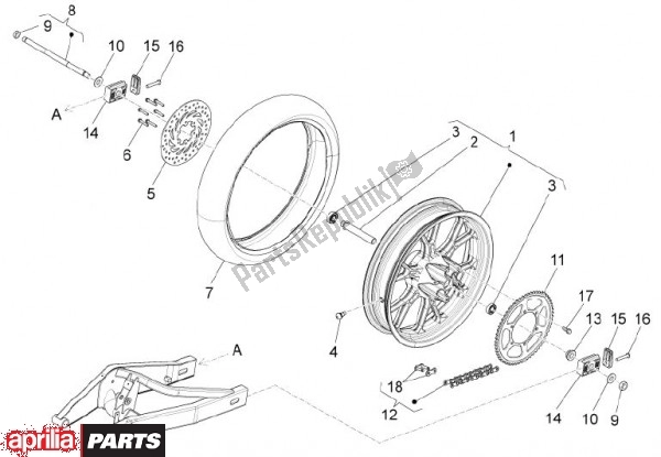 All parts for the Rear Wheel of the Aprilia RS4 78 125 2011