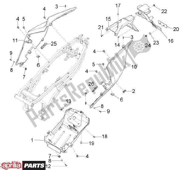 Todas as partes de Bekledingen Achteraan do Aprilia RS4 78 125 2011