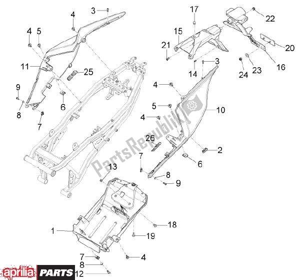 Todas as partes de Bekledingen Achteraan do Aprilia RS4 78 125 2011