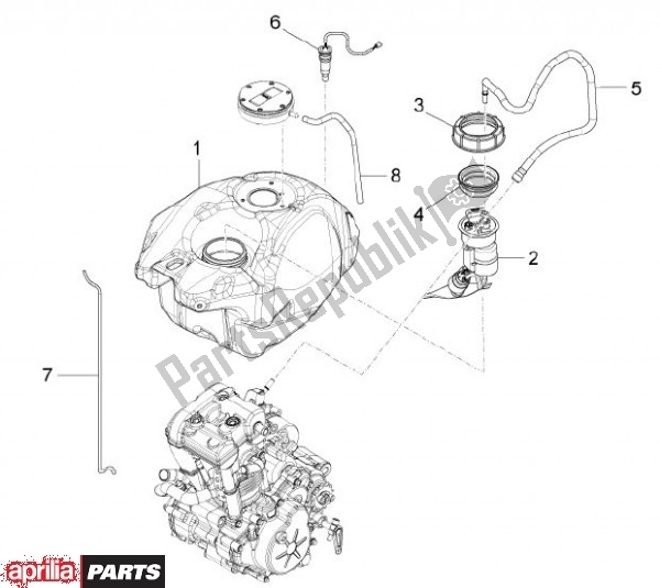 All parts for the Fuel Tank of the Aprilia RS4 78 125 2011