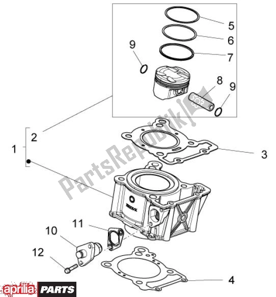 All parts for the Cylinder of the Aprilia RS4 78 125 2011