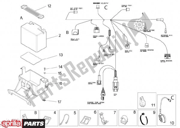 Alle onderdelen voor de Elektrische Installatie Ii van de Aprilia RS4 78 125 2011
