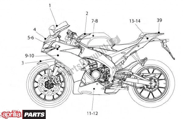 Alle onderdelen voor de Plaatjes Racing Black van de Aprilia RS4 78 125 2011