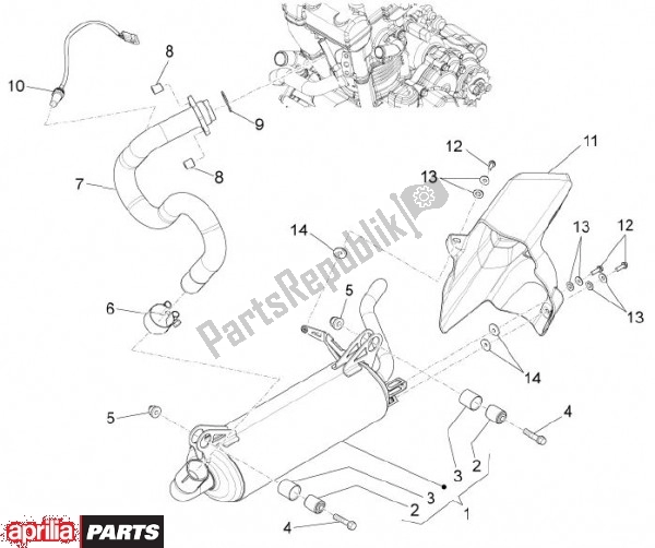 All parts for the Exhaust of the Aprilia RS4 78 125 2011