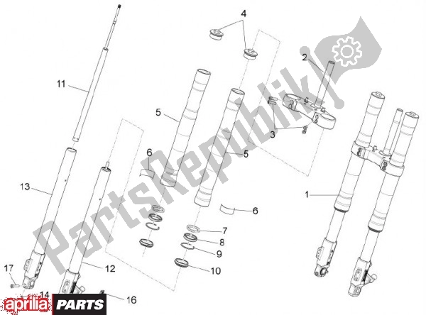 Alle onderdelen voor de Voorvork Paioli van de Aprilia RS4 78 125 2011