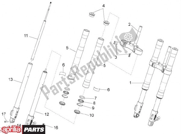 Alle onderdelen voor de Voorvork Paioli van de Aprilia RS4 78 125 2011