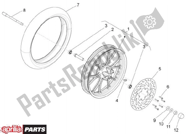 All parts for the Front Wheel of the Aprilia RS4 78 125 2011