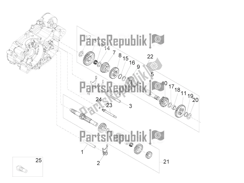 All parts for the Gear Box - Gear Assembly of the Aprilia RS4 125 4T 2016