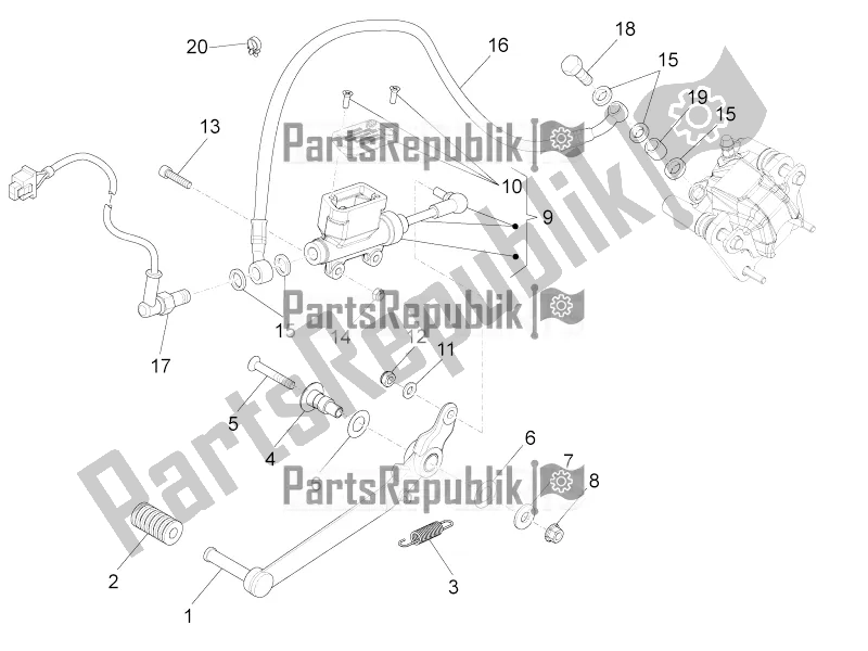 All parts for the Rear Master Cylinder of the Aprilia RS4 125 4T 2016