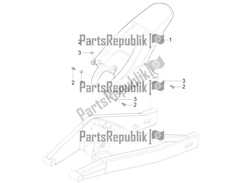 All parts for the Rear Mudguard of the Aprilia RS4 125 4T 2016