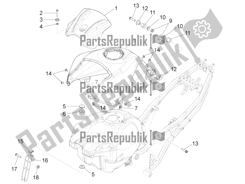 All parts for the Tank Cover of the Aprilia RS4 125 4T 2016