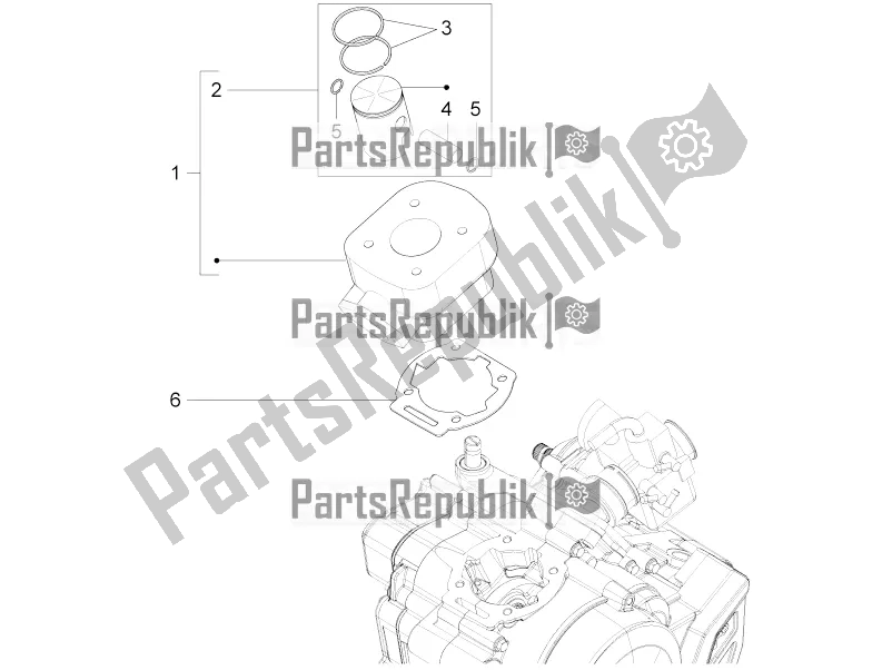 All parts for the Cylinder - Piston of the Aprilia RS4 50 2T 2016