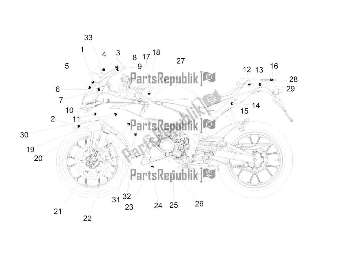 All parts for the Decal of the Aprilia RS4 50 2T 2016