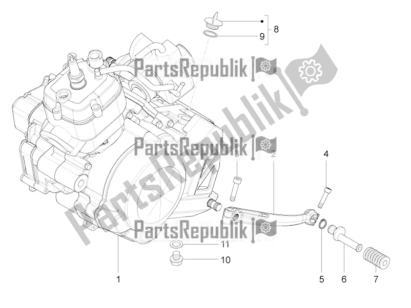 All parts for the Engine-completing Part-lever of the Aprilia RS4 50 2T 2016