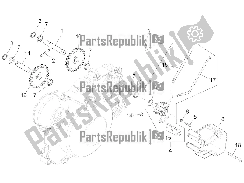 All parts for the Oil Pump of the Aprilia RS4 50 2T 2016