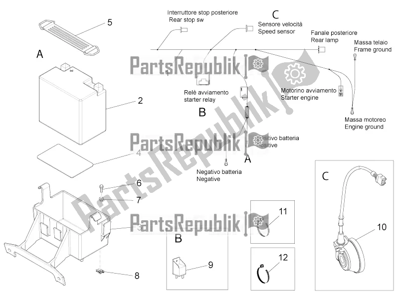 All parts for the Central Electrical System of the Aprilia RS4 50 2T 2017