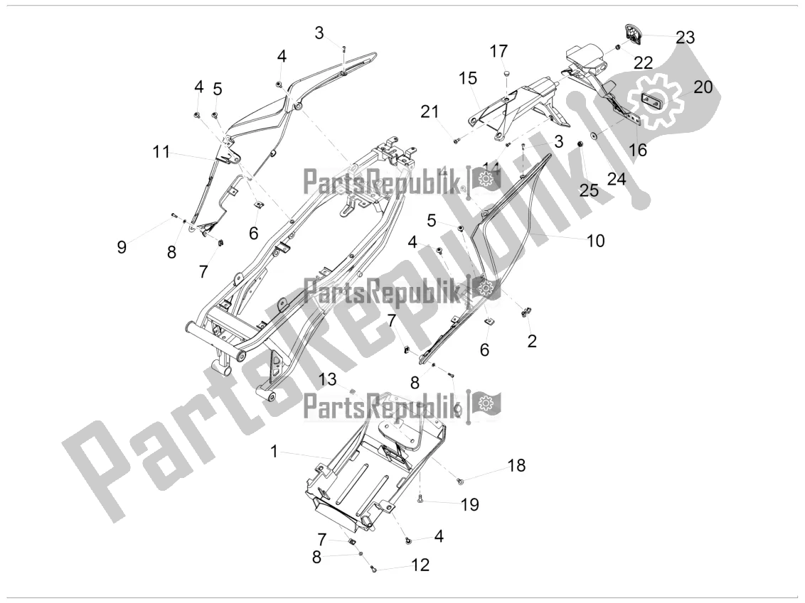 All parts for the Rear Body of the Aprilia RS4 50 2T 2017