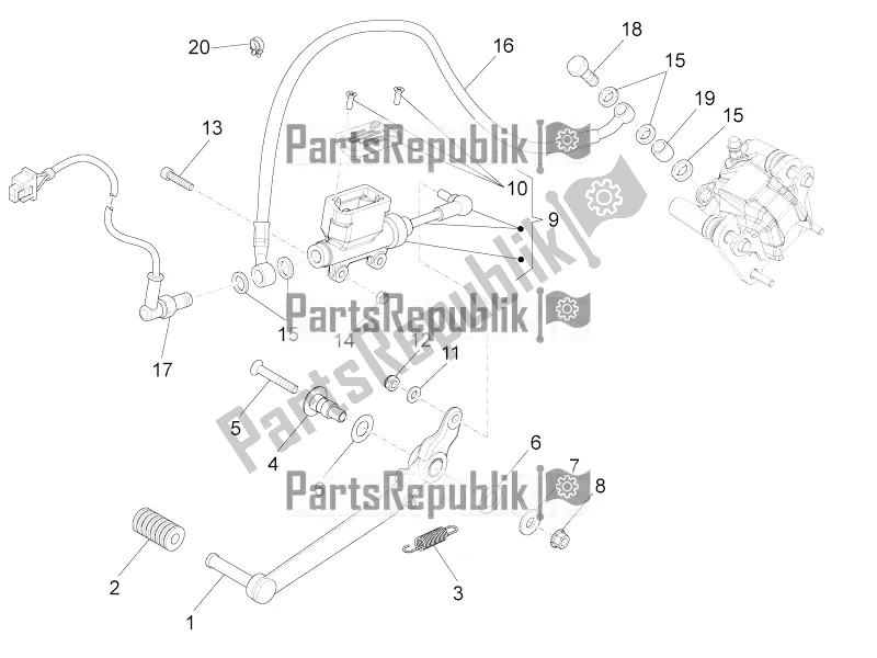 All parts for the Rear Master Cylinder of the Aprilia RS4 50 2T 2017