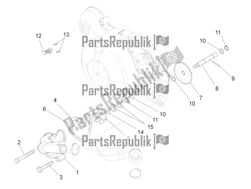 All parts for the Water Pump of the Aprilia RS4 50 2T 2017